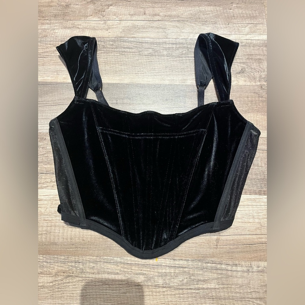 Victoria's Secret Black Velvet Corset Top
